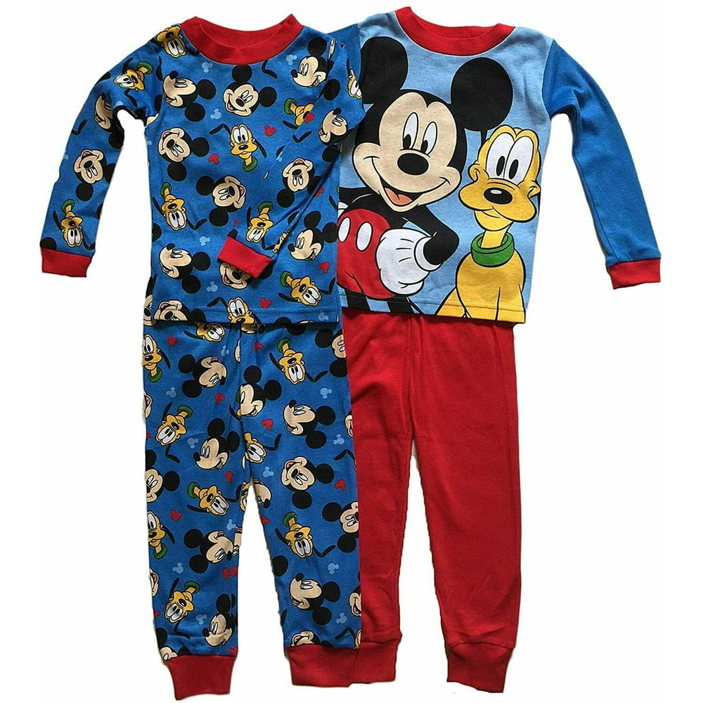 Disney Disney Mickey Mouse 4 PC Long Sleeve Tight Fit Cotton Pajama