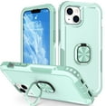 thumbnail image 1 of SaniMore for iPhone 14 Multi-Functional Case, 3-Layer Protection Magnetic Cover Support Car Mount & 360° Rotatable Metal Ring Kickstand Full Body Shockproof Protective Shell, Green, 1 of 10