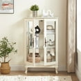 thumbnail image 3 of Miniyam Curio Display Cabinet with Light, Tempered Glass Doors, Adjustable Shelves, White, 3 of 11