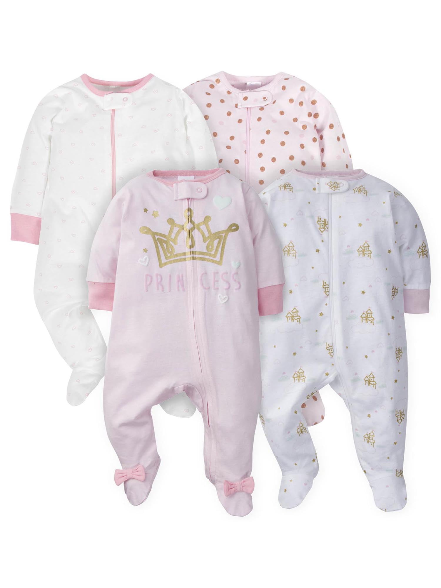Gerber Gerber Baby Girl Zip Front Sleep 'N Play Pajamas with Mitten