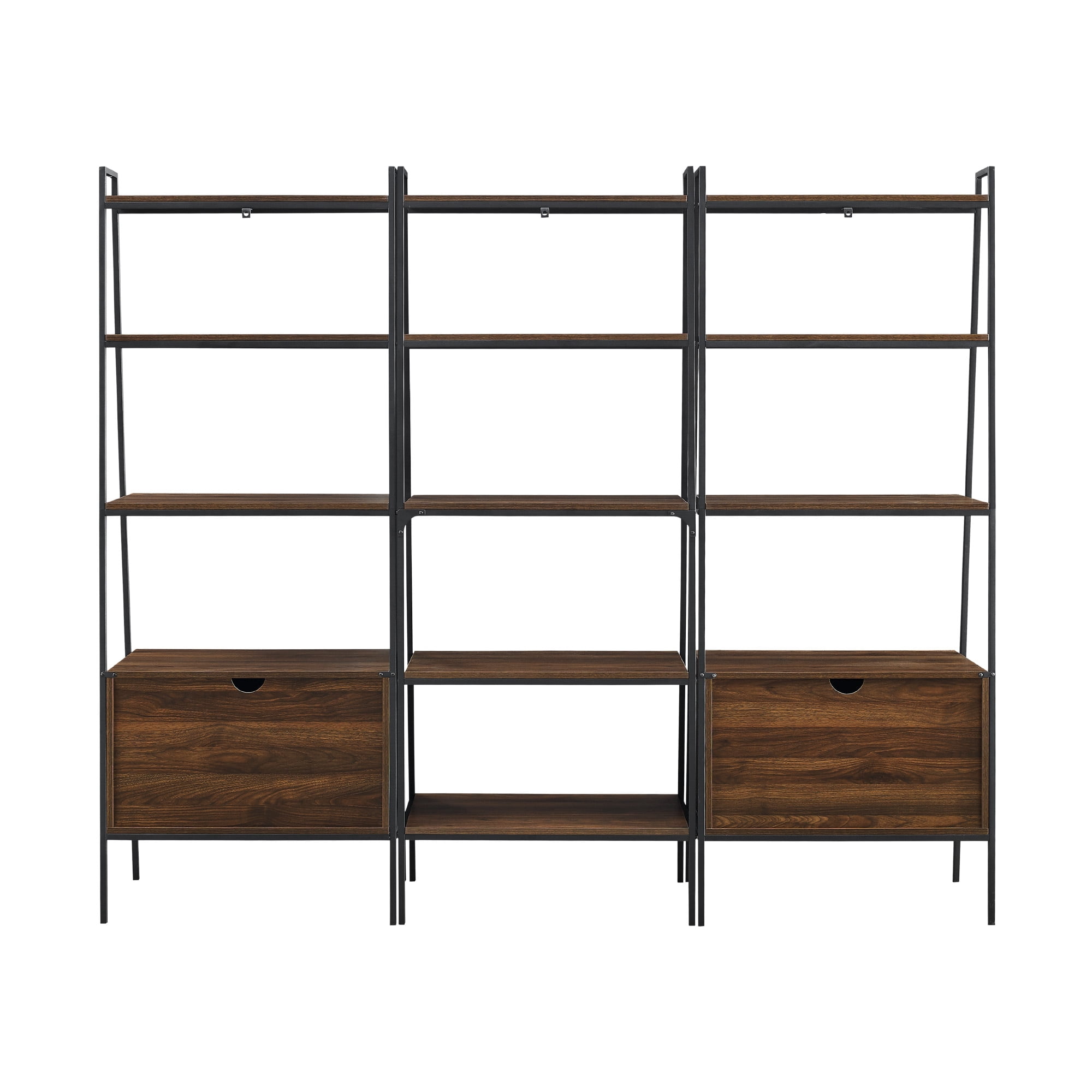 Walker Edison Modern 3 Piece Ladder Bookshelf Set, Dark Walnut
