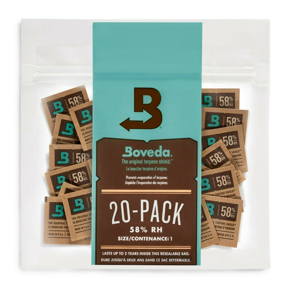 Boveda 58 RH 2Way Humidity Control Size 1 Protects Up to 1/8 Oz 20Count