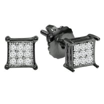 Dazzlingrock Collection 0.06 CT Round Diamond Unisex Stud Earrings, Black Plated Sterling Silver