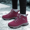 thumbnail image 3 of Rokment Women's Fleece Lined Hiking Trekking Boots Winter Warm Waterproof Comfortable Lace up Non Slip Outdoor Running Walking Climbing Work Ankle Booties, 3 of 5