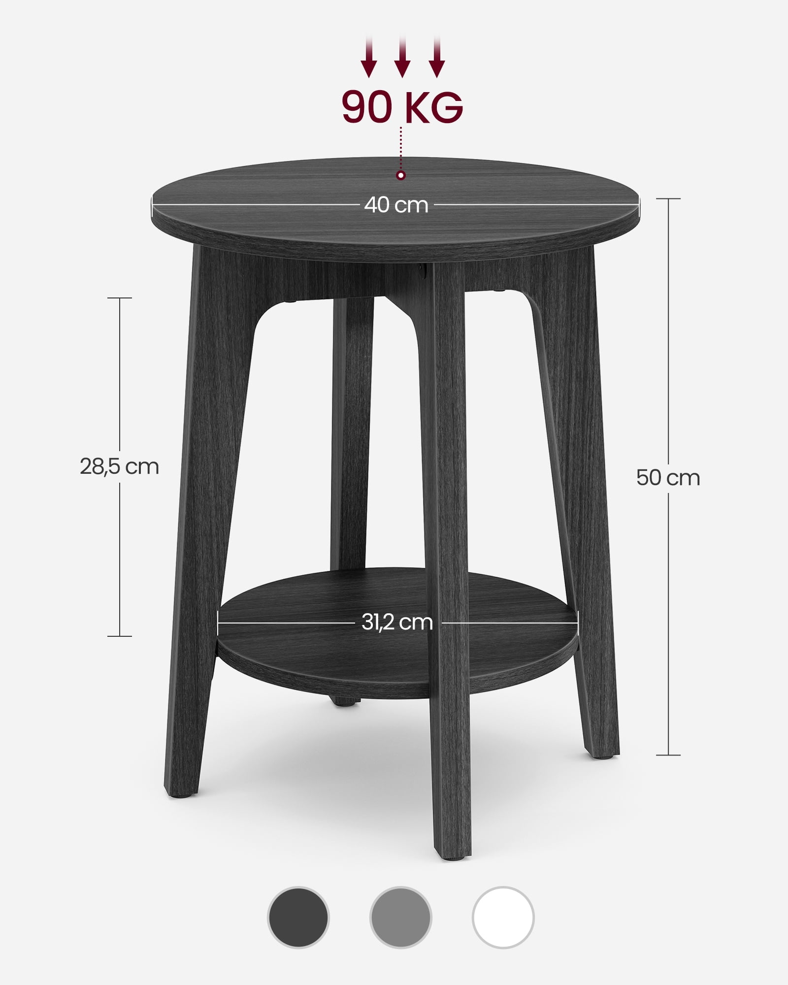Round End Table Farmhouse Small Side Table Living Room Corner Table Drink Table Black