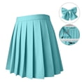 thumbnail image 6 of Yungyresw Women Pleated A Line Skirt Elastic High Waist Solid Front Pleated Mini Basic Skirt Academic Style Casual Fashion Skirt Light Blue L, 6 of 7
