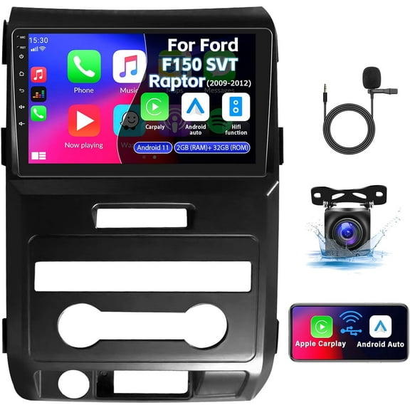 THONZER for Ford F150 SVT Raptor 2009 2010 2011 2012 Radio, Android 11 Car Stereo with Wireless CarPlay Android Auto GPS Navigation 9” HD Touchscreen Bluetooth Car Radio with FM/WiFi Backup Camera&MIC