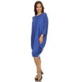thumbnail image 2 of Women's Solid Casual Sexy Relax fit Dolman 3/4 Sleeve Side Draped Midi Dress, 2 of 5