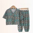 thumbnail image 1 of Conjunto de pijamas de seda para niños, traje de aire acondicionado de algodón Artificial de verano, ropa de hogar de seda de algodón para niños, conjunto de dos piezas para niños Cl, 1 of 5