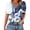 #2_Navy, variant on Womens Boho Chic Puffed Short Sleeve V Neck Tops Decorative Button Floral Geometric Print Loose Plus Size Summer Dressy Casual Blouses