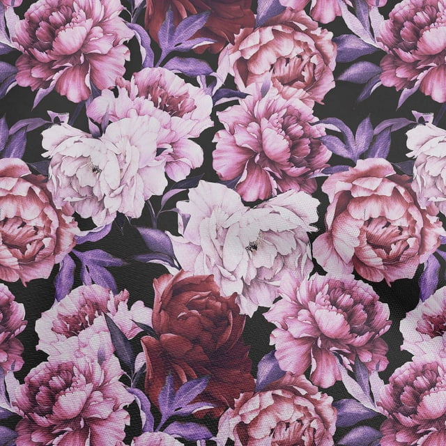 oneOone Polyester Spandex Maroon Fabric Floral Craft Projects Decor Fabric Printed By The Yard 56 Inch Wide-RK