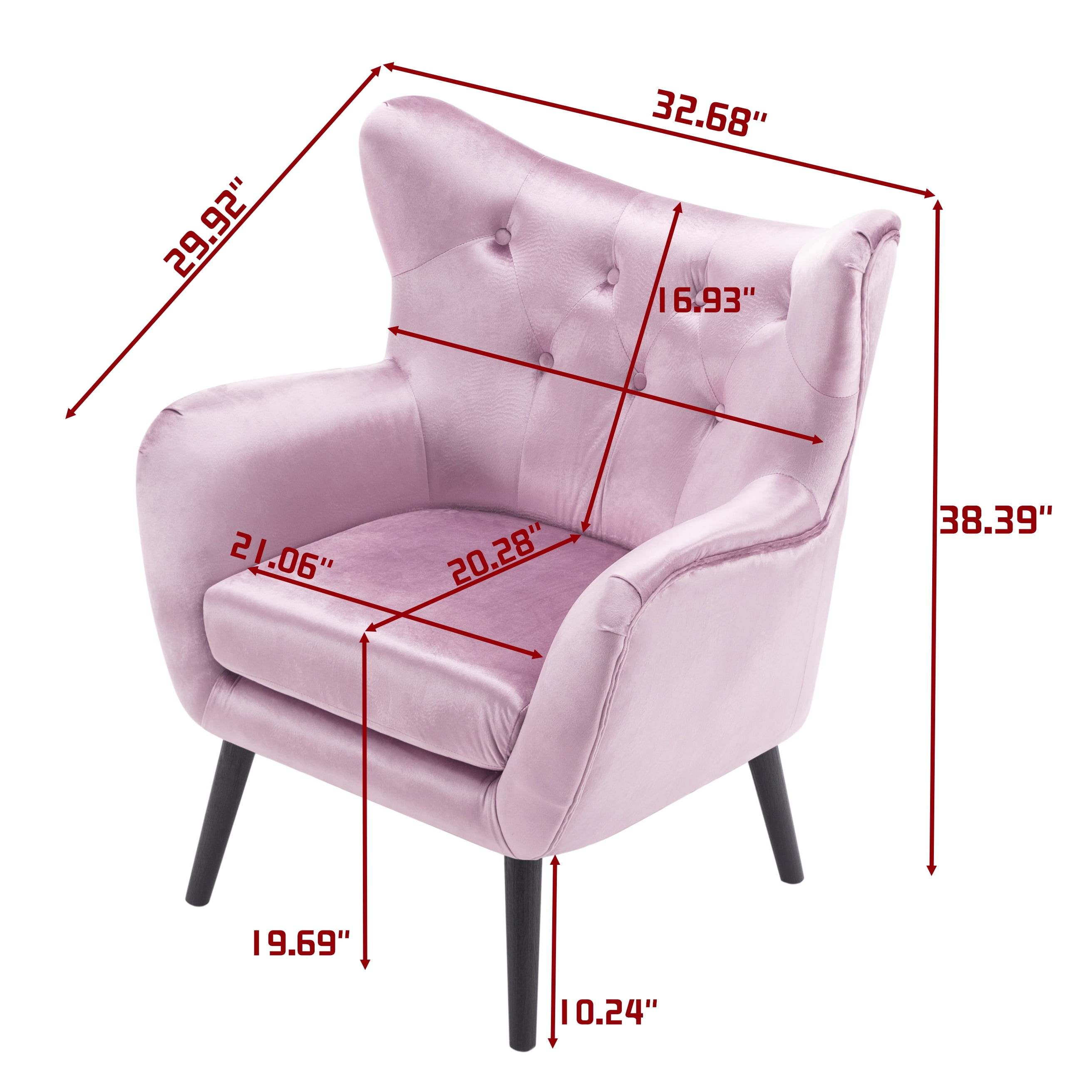 Gewnee 32.68"Velvet Accent Chair,Modern Tufted Armchair with Ergonomic Back,Comfortable Chair for Living Room,Bedroom or Office.Pink