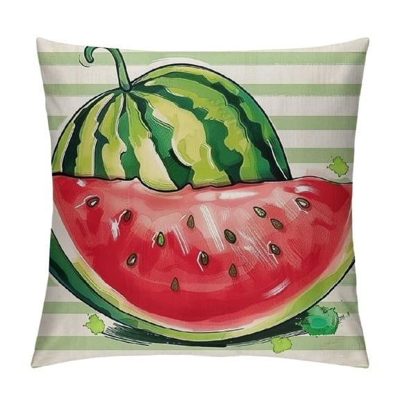 PHYHOO Decorative Throw Pillow Covers , Red Green Check Stripes Outdoor Home Decor, Flower Farmhouse Couch Cushion Case