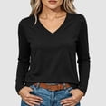 thumbnail image 2 of jjayotai Womens Long Sleeve Shirts V Neck Basic Tee Tops Dressy Casual Business Work Blouses Fall Outfits, 2 of 6