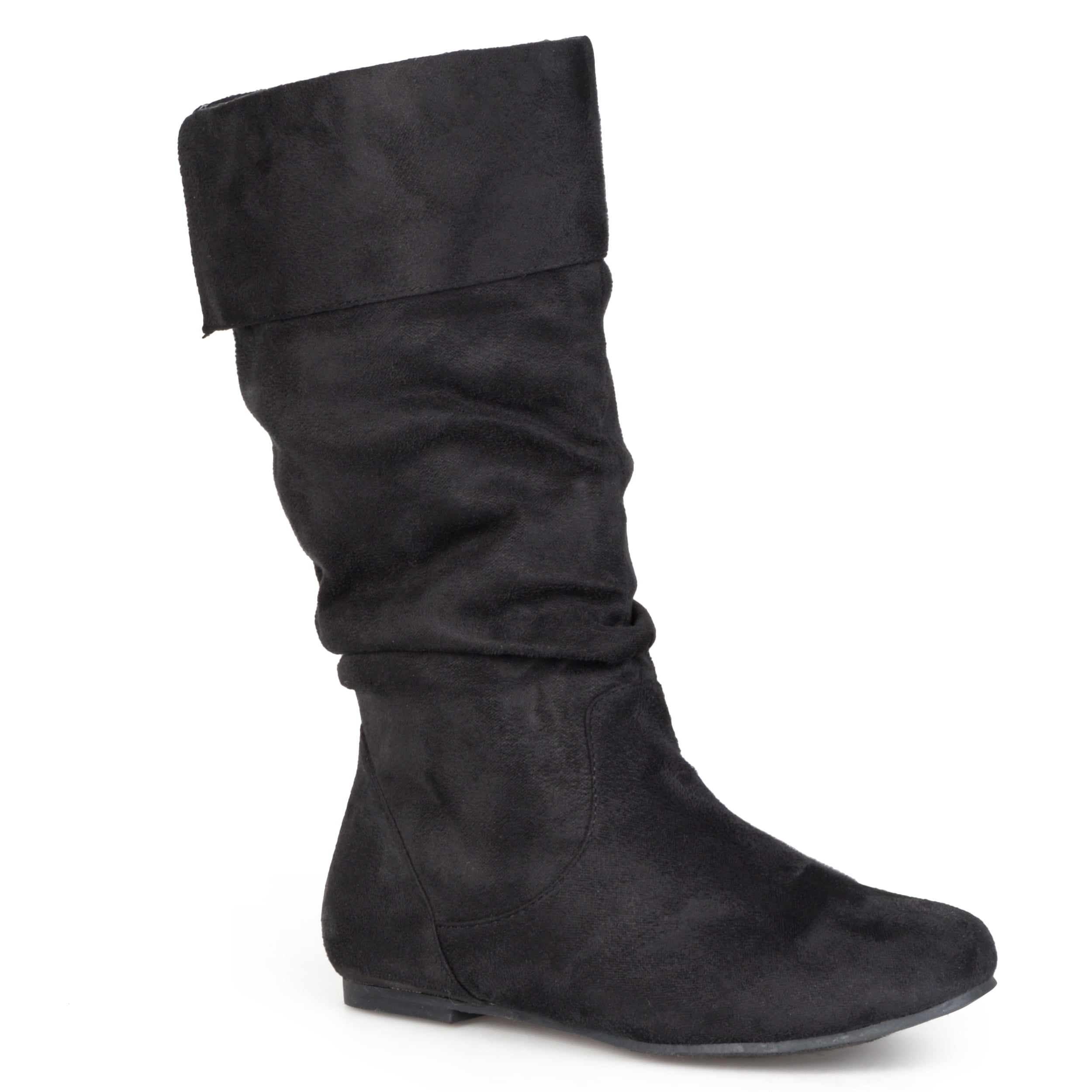 women's suede slouch boots flat