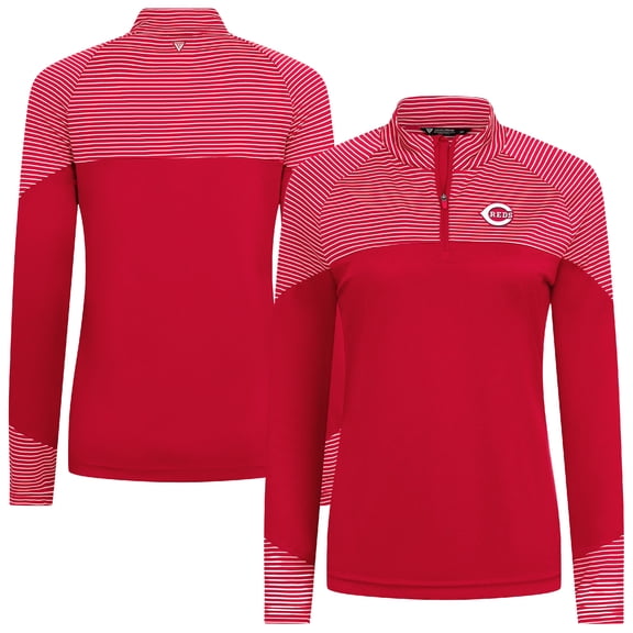 Women's Levelwear Red Cincinnati Reds Classic Stripes Insignia 2.0 Raglan Quarter-Zip Top