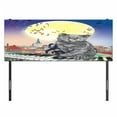 thumbnail image 3 of City Headboard, Musical Notes Cat the Keyboard on Rooftops in Night Sky Old Town Full Moon Art Print, Upholstered Decorative Metal Bed Headboard with Memory Foam, Full Size, Multicolor, by Ambesonne, 3 of 4