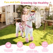DEYGIA Ride on Unicorn Toys, Mechanical Cycle Walking Action Plush Animal, Max Load 165 lbs