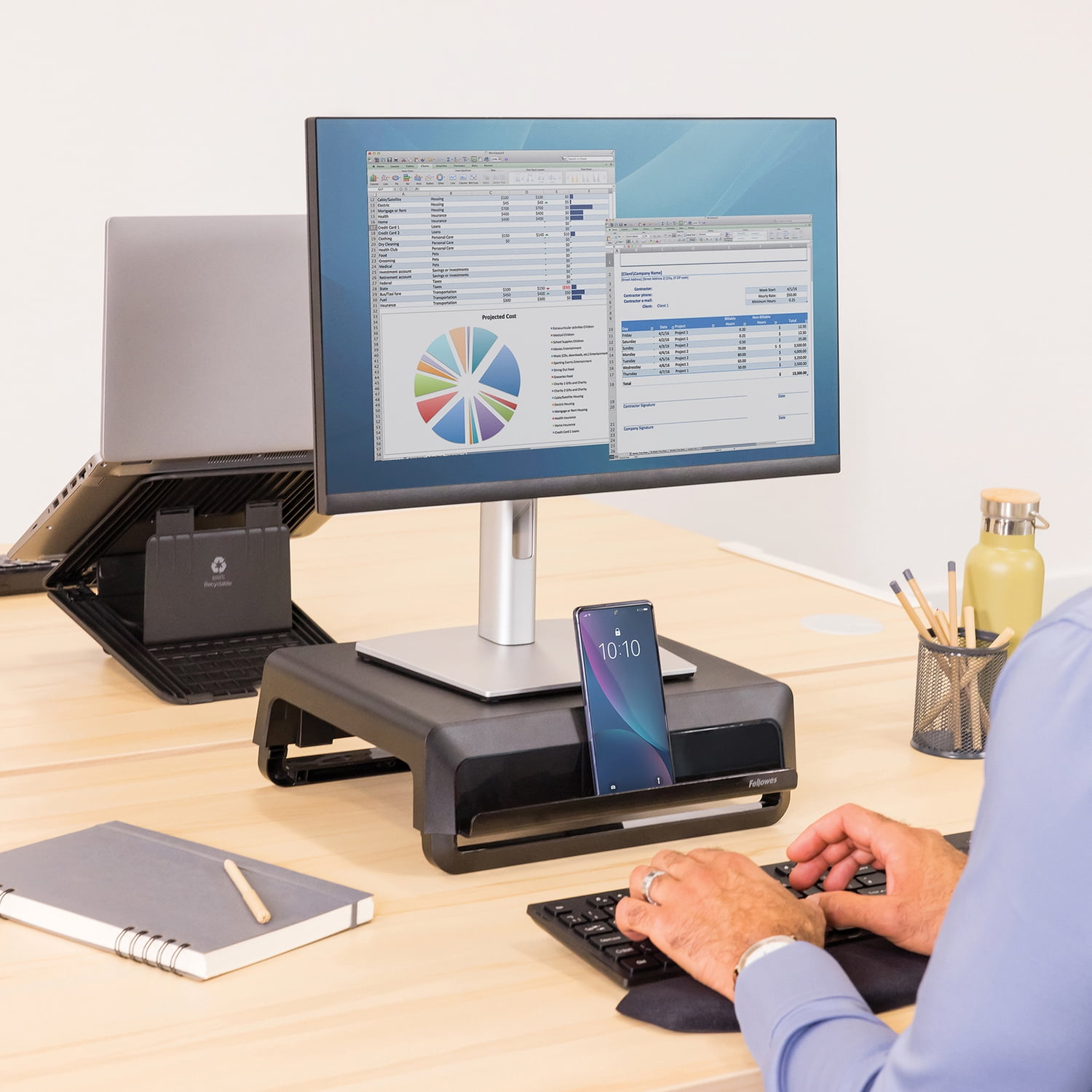 Fellowes Breyta Ergonomic Monitor Riser (Black), 100098502