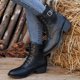 thumbnail image 3 of NECHOLOGY Botas Mujer Zapatos Botines para mujer Botas de tacón grueso con punta puntiaguda de tamaño zapatos de cuero para mujer botas ligeras de encaje occidental para otoño e invierno (Black 8), 3 of 7