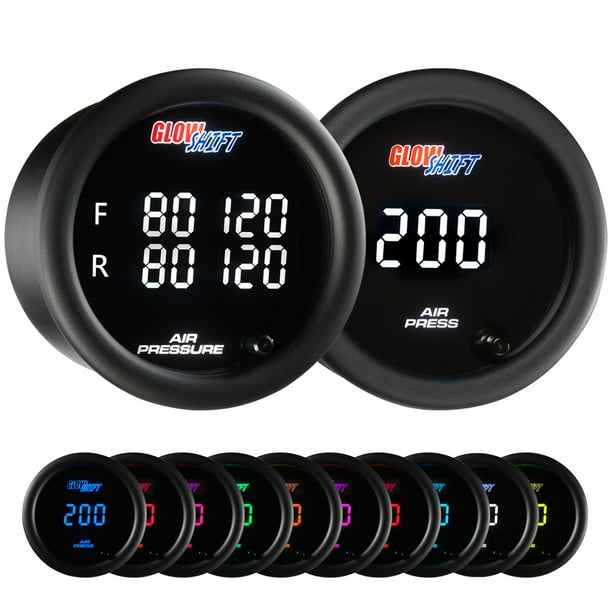 GlowShift 10 Color Digital Quad & Single Display Air Pressure Gauge