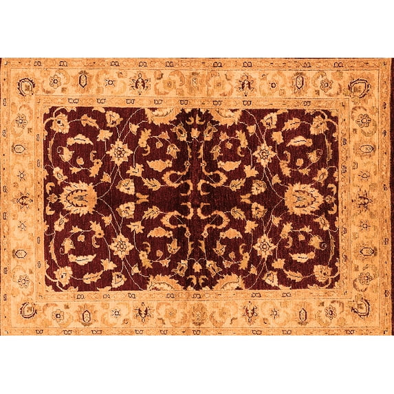 Ahgly Company Indoor Rectangle Oriental Orange Industrial Area Rugs, 8' x 12'