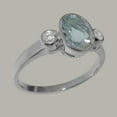 thumbnail image 2 of LBG British Made 10k White Gold Genuine Natural Aquamarine & Cubic Zirconia Womens Statement Ring - 33 size options - Size 5.5, 2 of 6