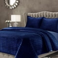 thumbnail image 1 of Juego de edredón Tribeca Living Luxury Velvet King Size, azul marino, 1 of 6