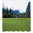 thumbnail image 1 of Nature Shower Curtain Set, Lushgreen Meadow in the Yosemite Valley With Trees Forest Mountain Cloudy Day Photo, Bathroom Decor, Green Grey, by Ambesonne, 1 of 3