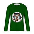 thumbnail image 4 of Zylanna Men's Long Sleeve T-Shirts, Activewear Loose Christmas Print Crew Neck Casual Tops for Men Green, 4 of 5
