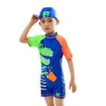 thumbnail image 4 of LYMAYTER Little Boys Cartoons Swimsuits Outfit One Piece Short Sleeve+hats 2 PCS Sets Bathing Suit for Kids Toddler Swimming Swimwear 2-15 Years, 4 of 9