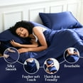 thumbnail image 6 of LIFCOM Satin Sheets Set Full Size Navy Blue,4Pcs Luxury Silky Bedding Set with 15 Inches Deep Pocket for Mattress, 6 of 6