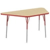ECR4Kids 30in x 60in Trapezoid Everyday T-Mold Adjustable Activity Table Maple/Red - Standard Swivel