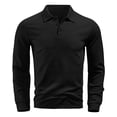 thumbnail image 7 of ZVAVZ Textured Polos Shirts for Men Regular Fit Long Sleeve Collared Tops Jacquard Fashion Casual Beach Vacation T-Shirt Black L, 7 of 7