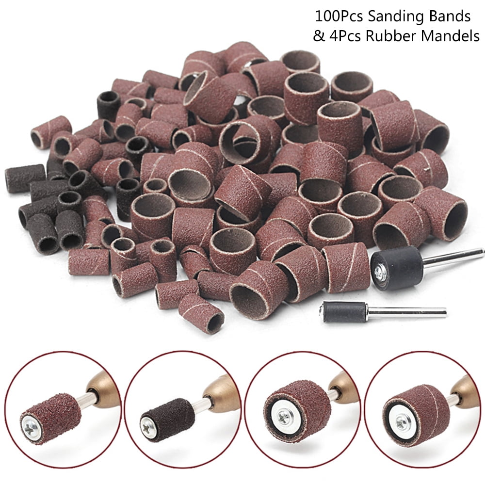 1/4" inch 50 pcs of 6mm coarse GRIT 120 Rotary SANDING DRUM with 2 Mandrels 