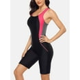thumbnail image 4 of Women One Piece Printed Swimsuit Sports Racerback Athletic Training Swimwear Color Block, 4 of 7