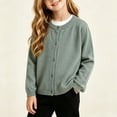 thumbnail image 3 of Rrxhxhs Cardigan for Girls Solid Color Crew Neck Button Front Long Sleeve Loose Casual Sweater Cover Up, 3 of 8