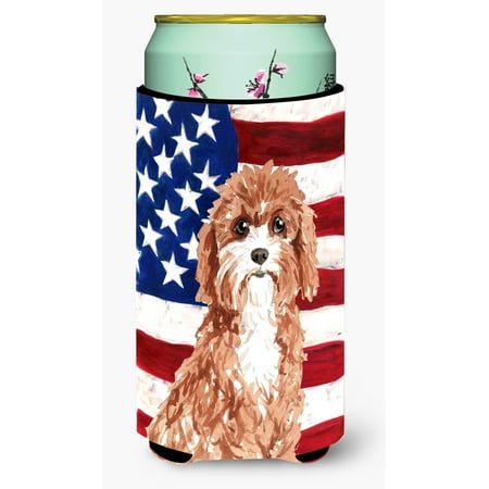 Patriotic USA Cavapoo Tall Boy Beverage Insulator Hugger