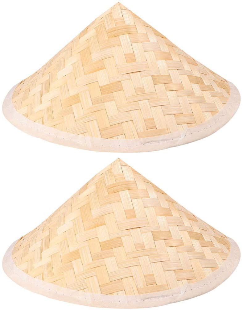 Chinese Bamboo Hat 2Pcs Traditional 