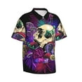 thumbnail image 3 of Xecao Mushrooms and Skull print Hawaiian shirt - a stylish short-sleeve button-down for men, perfect for casual beach and tropical outings., 3 of 9