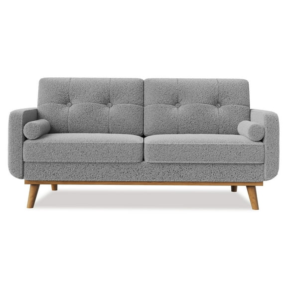 Loveseat Sofa,65" Love Seat,Comfy Small Loveseat for Small Spaces,2 Seater Sofa Couch for Bedroom,Upholstered Couch with Button Tufted Design & Wood Legs for Living Room