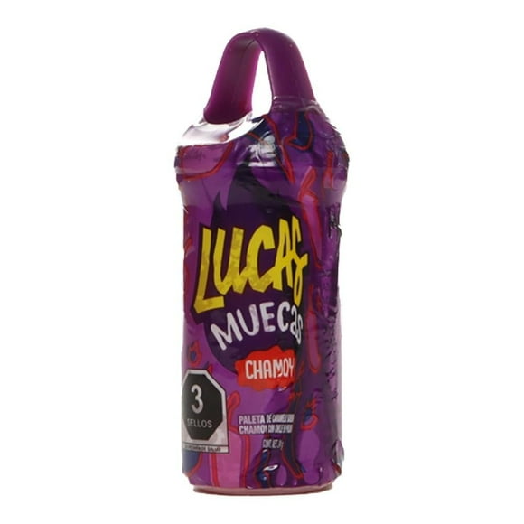 Paleta de caramelo Lucas Muecas sabor chamoy con chile en polvo 24 g