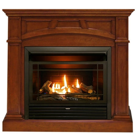 Duluth Forge Dual Fuel Ventless Gas Fireplace - 26,000 BTU, T-Stat Control, Heritage Cherry Finish