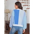 thumbnail image 5 of Womens Long Sleeve Sweater Casual Loose Knit Cardigan Multicolor Top Blue 2XL, 5 of 5
