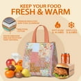 thumbnail image 5 of Pioneer Flower Floral Print Pattern Insulated Lunch Bag for Women & Adults,Large Portable Soft Cooler Lunch Bag,Thermal Food Storage Tote with Pearl Cotton,8.66L,8.75x5.75x9.5 Inch, 5 of 6
