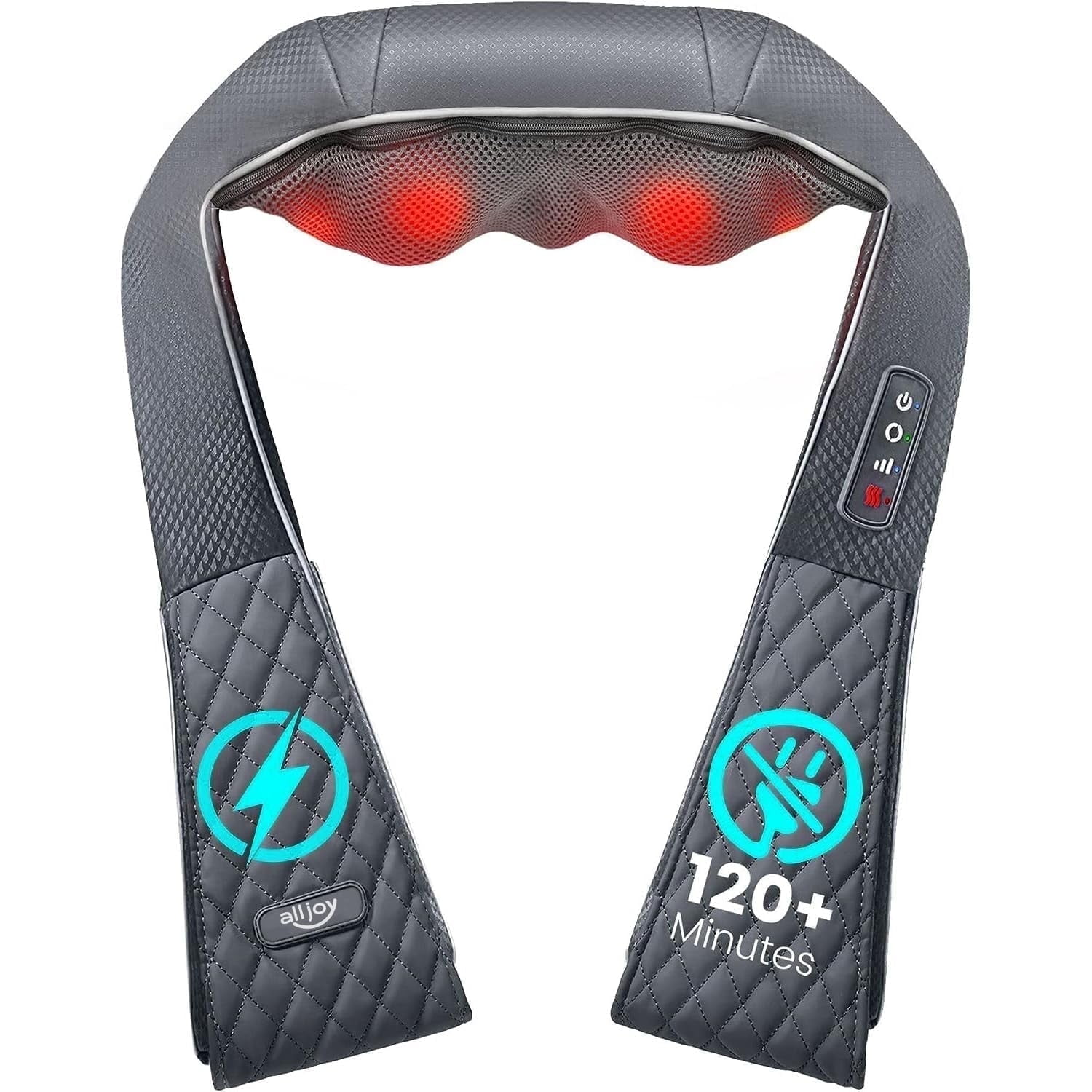 ALLJOY Cordless Neck and Shoulder Massager, Rechargeable Deep Tissue Kneading Neck Massager with Heat,Gifts for Women, Men, Mom, Dad