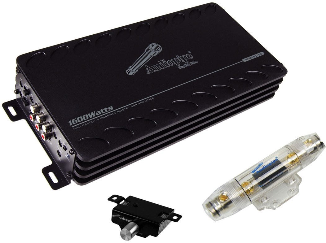 Audiopipe APSM-55100 1600W 5 Channel Car Mini Audio Amplifier + 4 Gauge Amp Kit - Walmart.com