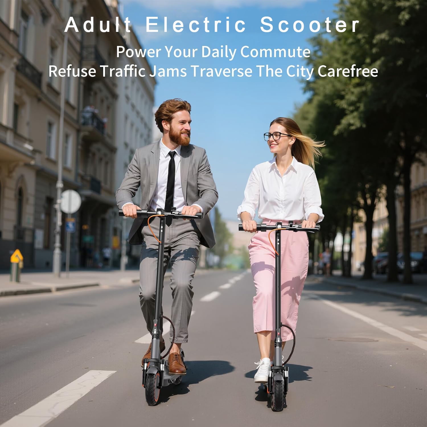 Electric Scooter for Adults, Folding E-Scooter with Dual Suspension, 8.5 Tires, 19 Mph, 350W Motor, 23 Miles Range, APP Control