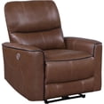 thumbnail image 2 of JERFIT Modern Power Recliner Chair with USB Port, Saddle Brown Upholstered Leather Recliner for Living Room, Small Space, 2 of 10