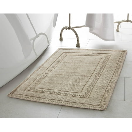 Jean Pierre Cotton Stonewash Racetrack 2 Piece Bath Rug Set Taupe